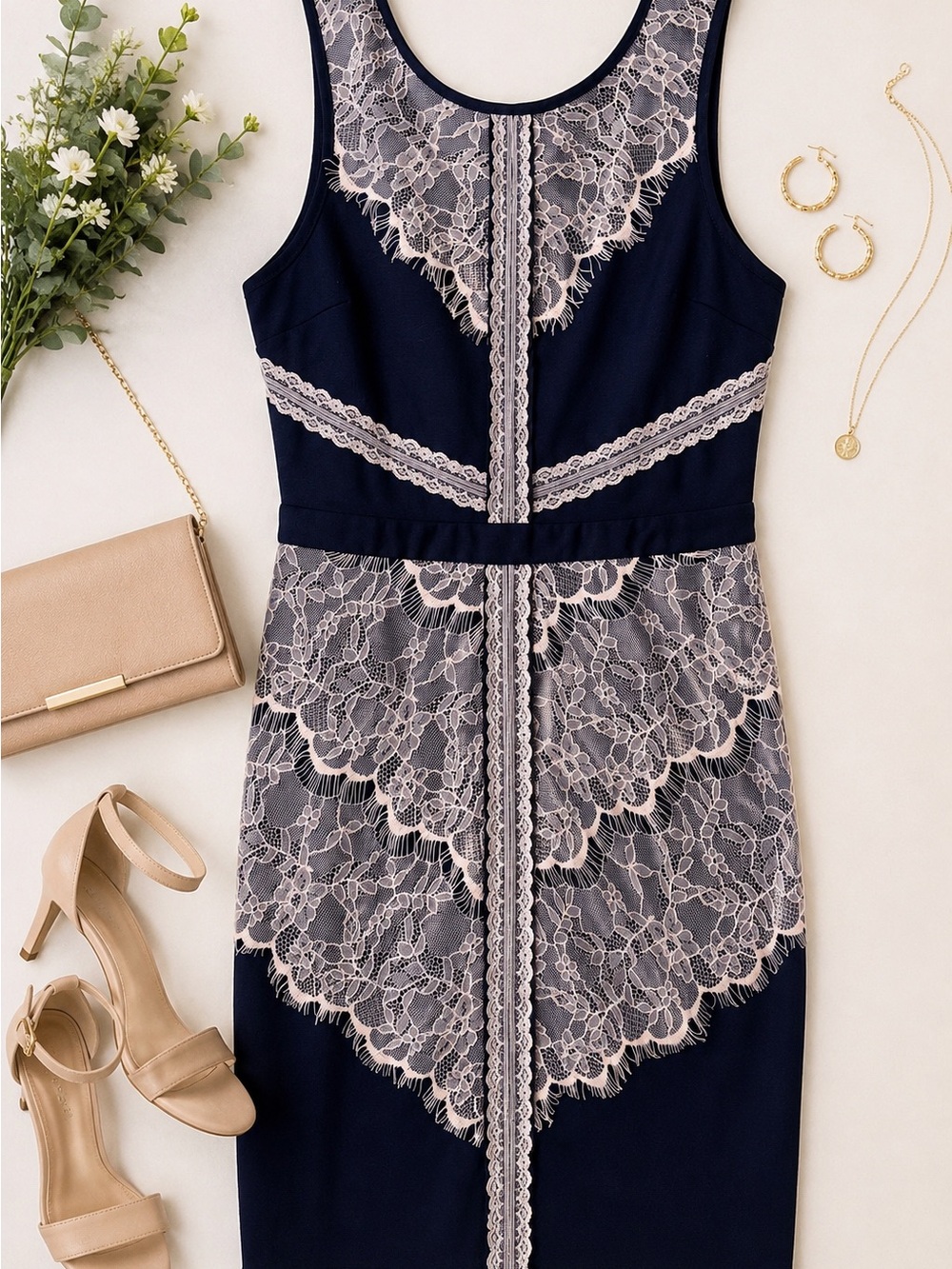 Maurice’s NWT Navy Blue Lace-Overlay Sheath Dress XS